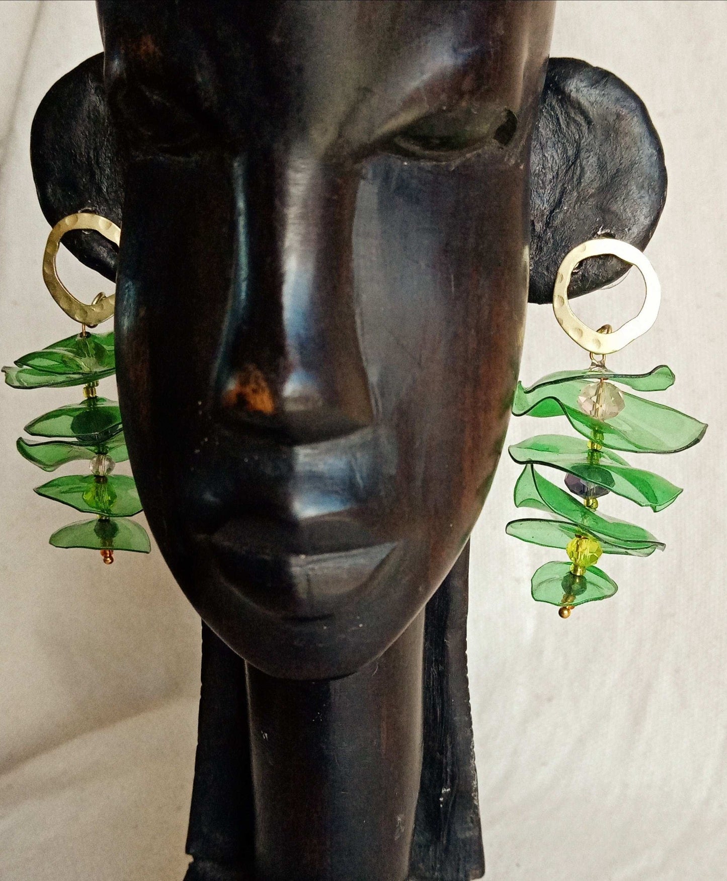 Boucles d'oreilles vertes plastique upcycling