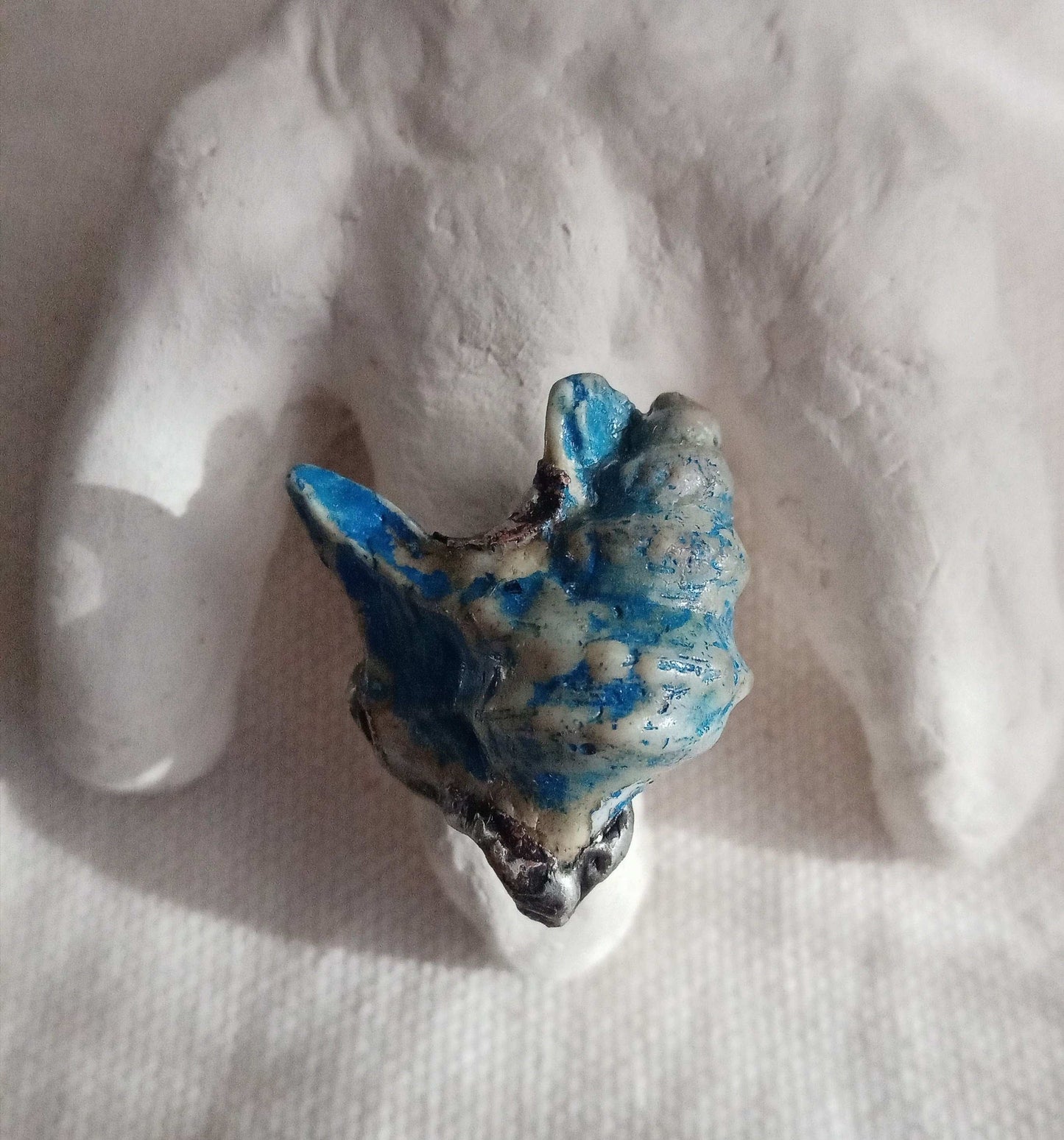 Bague T 62 coquillage bleu gothique unique