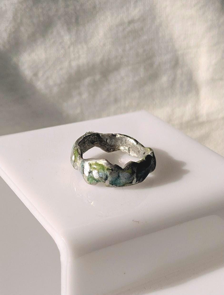 Bague anneau contemporain T61 étain massif