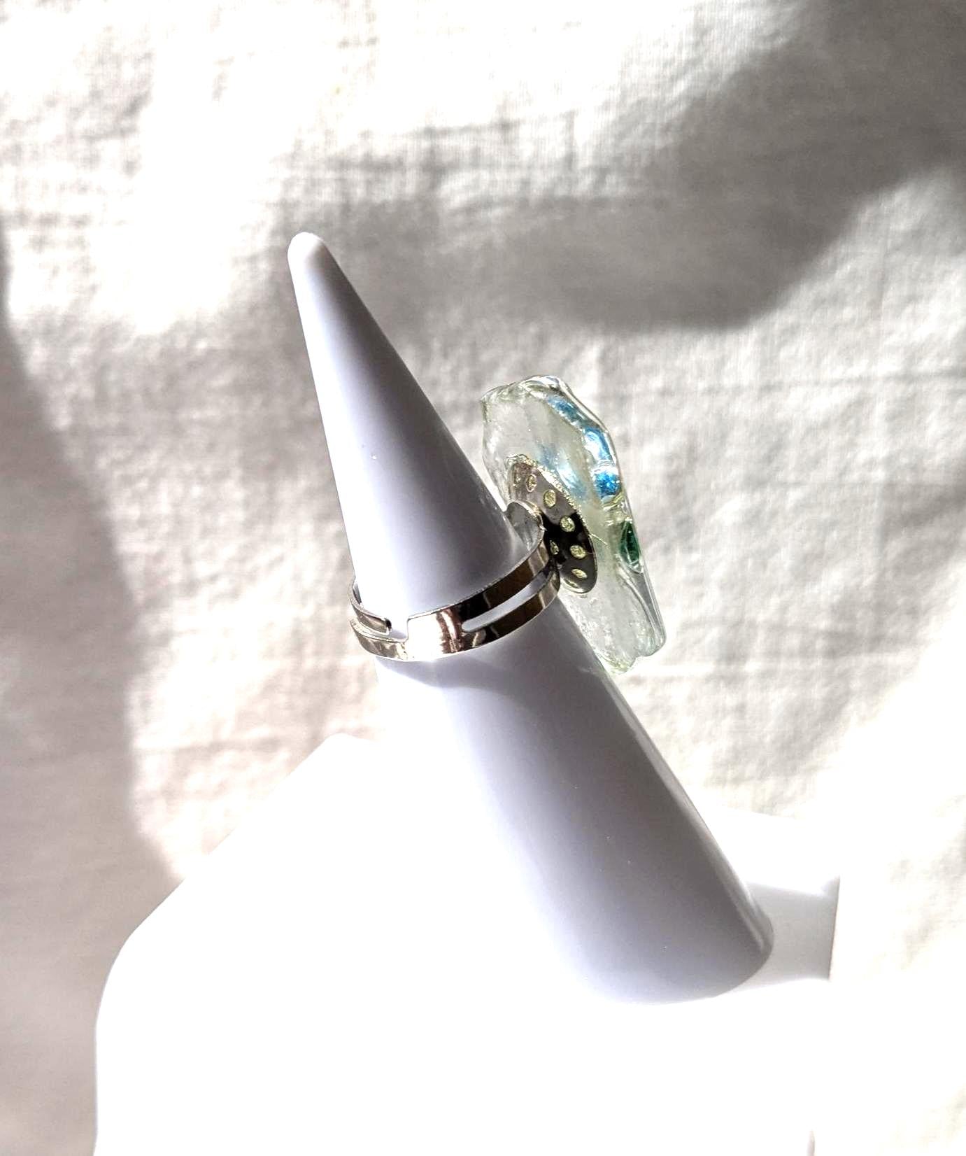 Bague lumineuse verre fusing réglable transparente