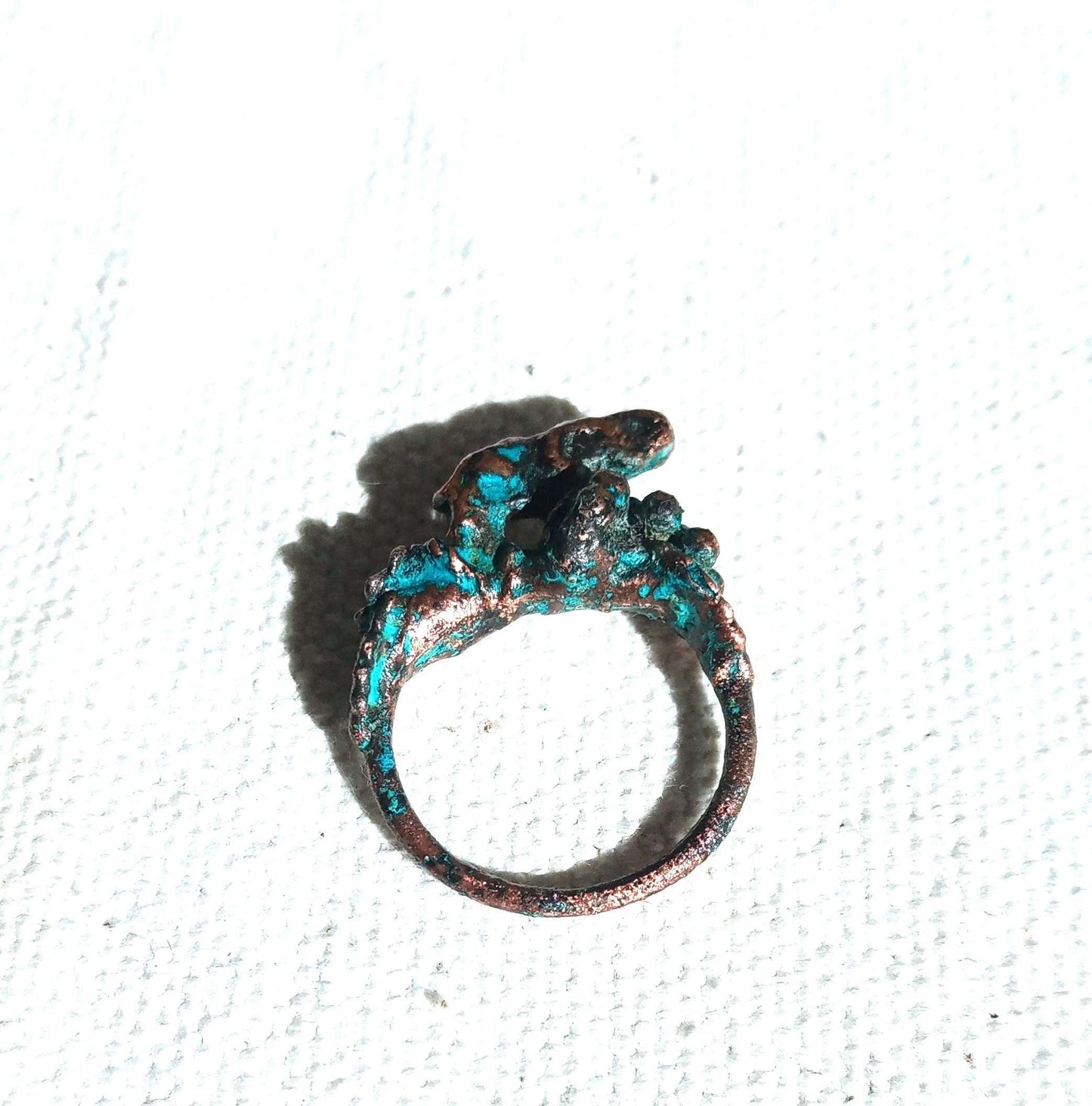 Bague éléphant T54 cuivre bleuté unique