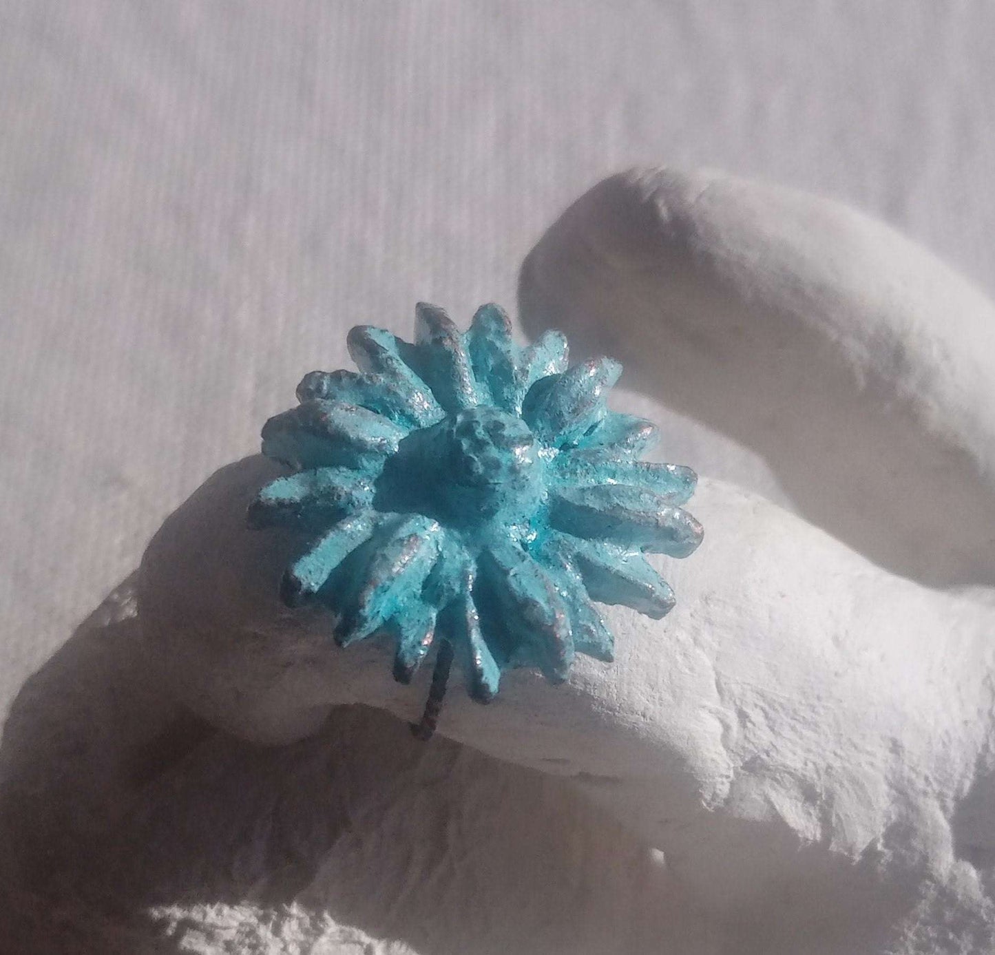 Bague fleur bleue T54 unique