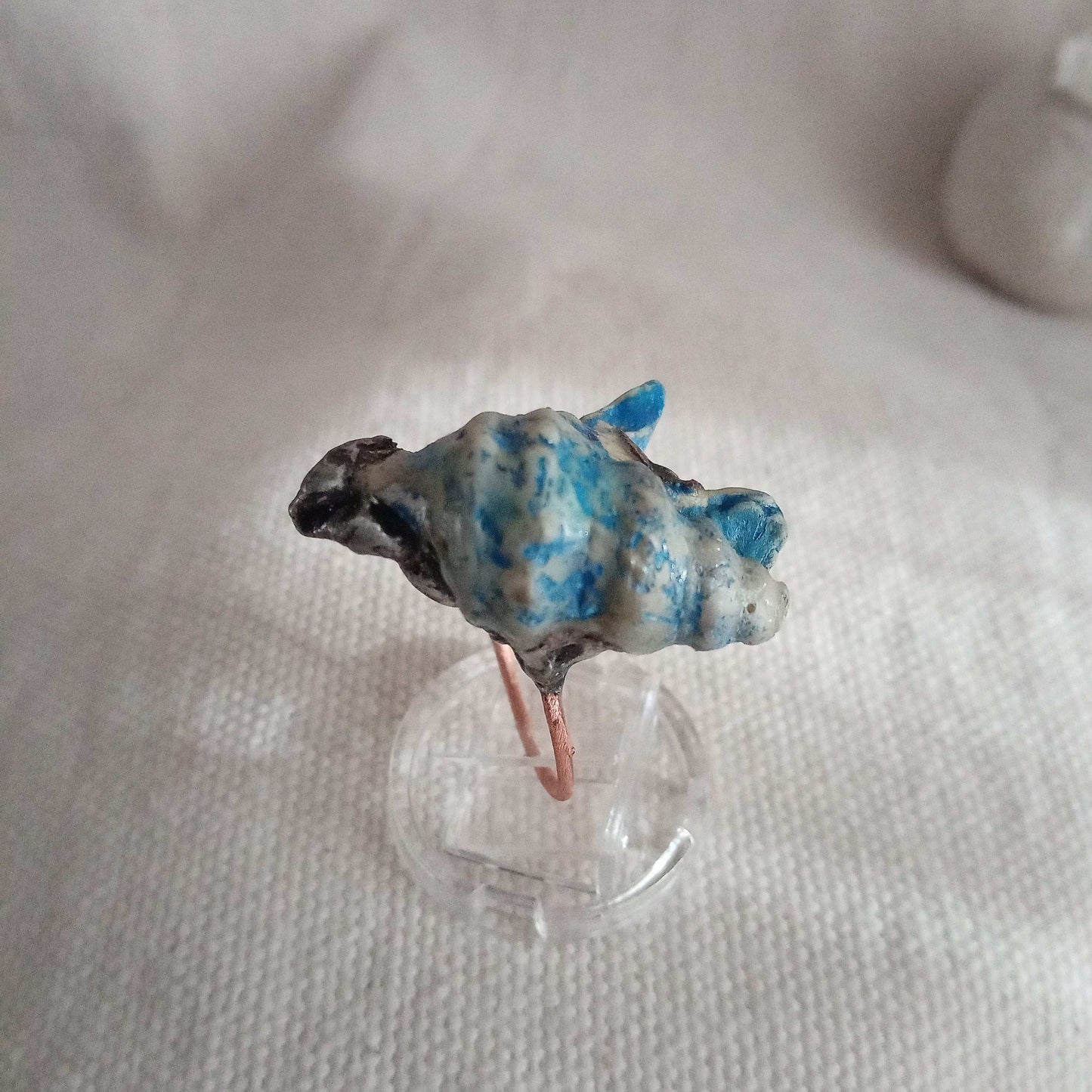Bague T 62 coquillage bleu gothique unique