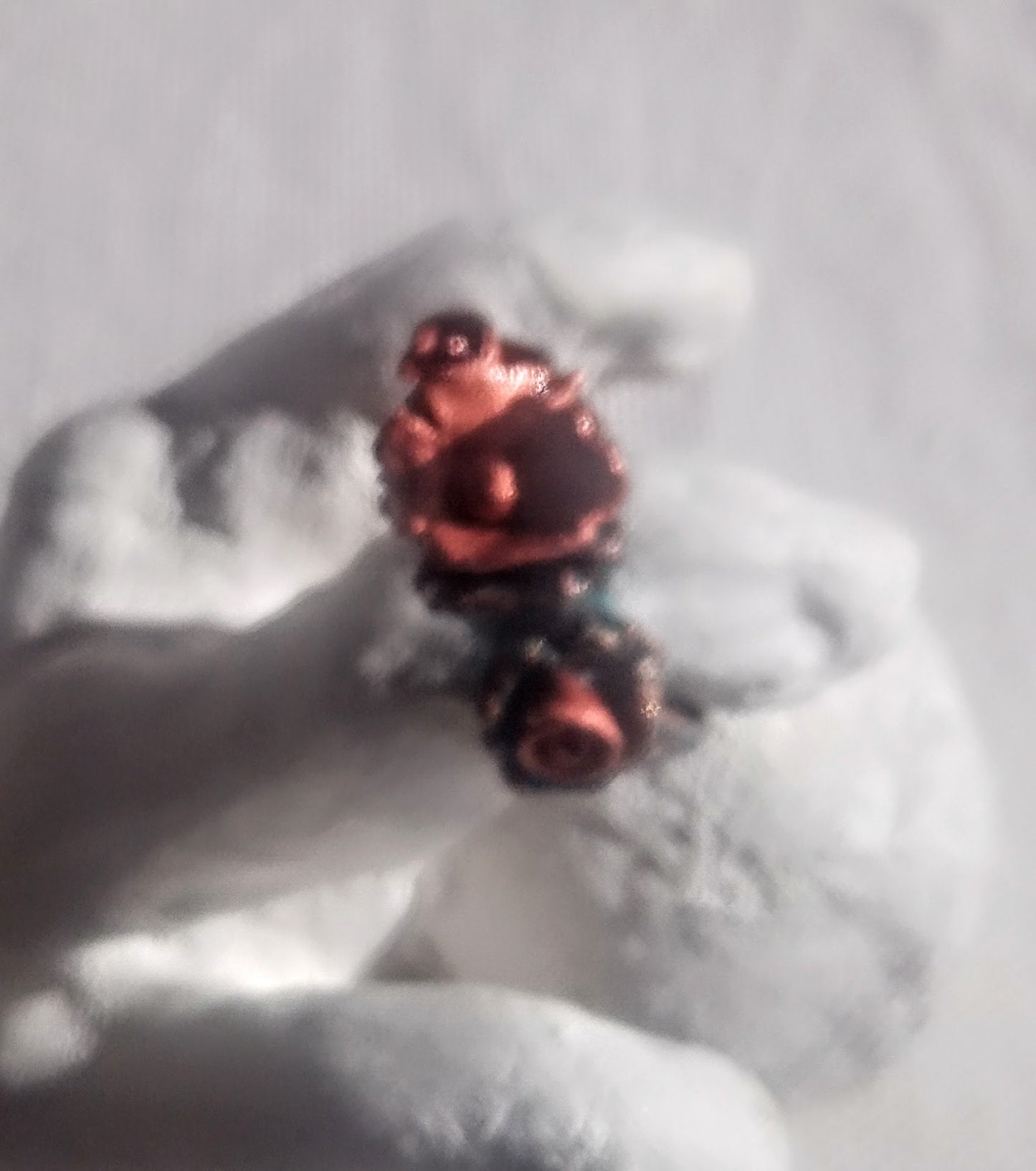 Bague T54 fleurs romantique bleu or