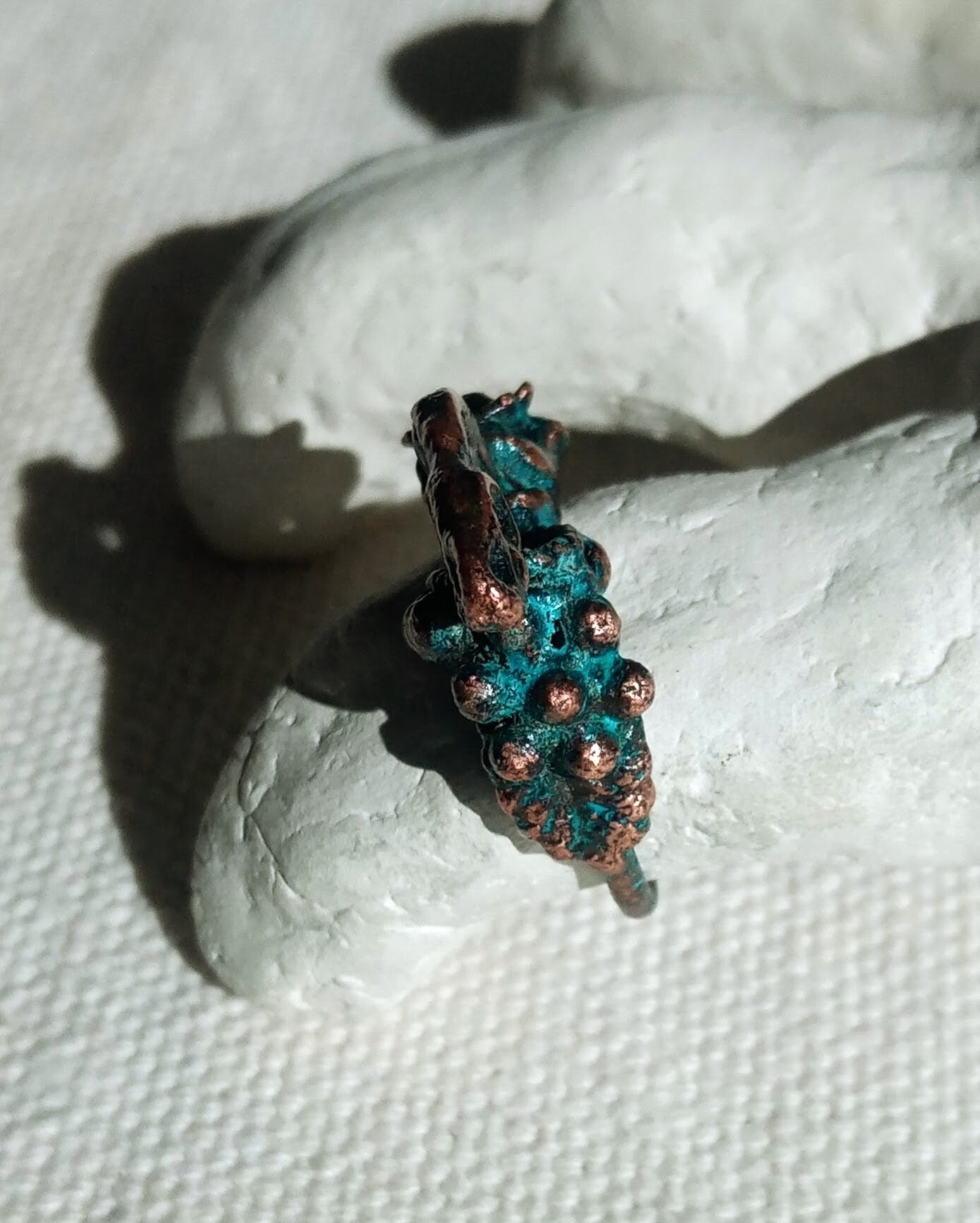 Bague éléphant T54 cuivre bleuté unique
