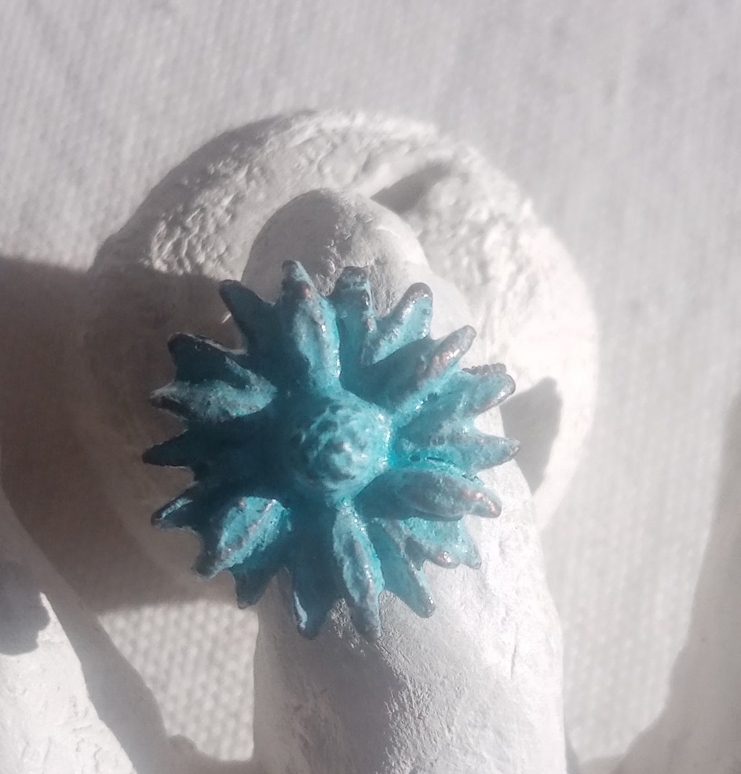Bague fleur bleue T54 unique