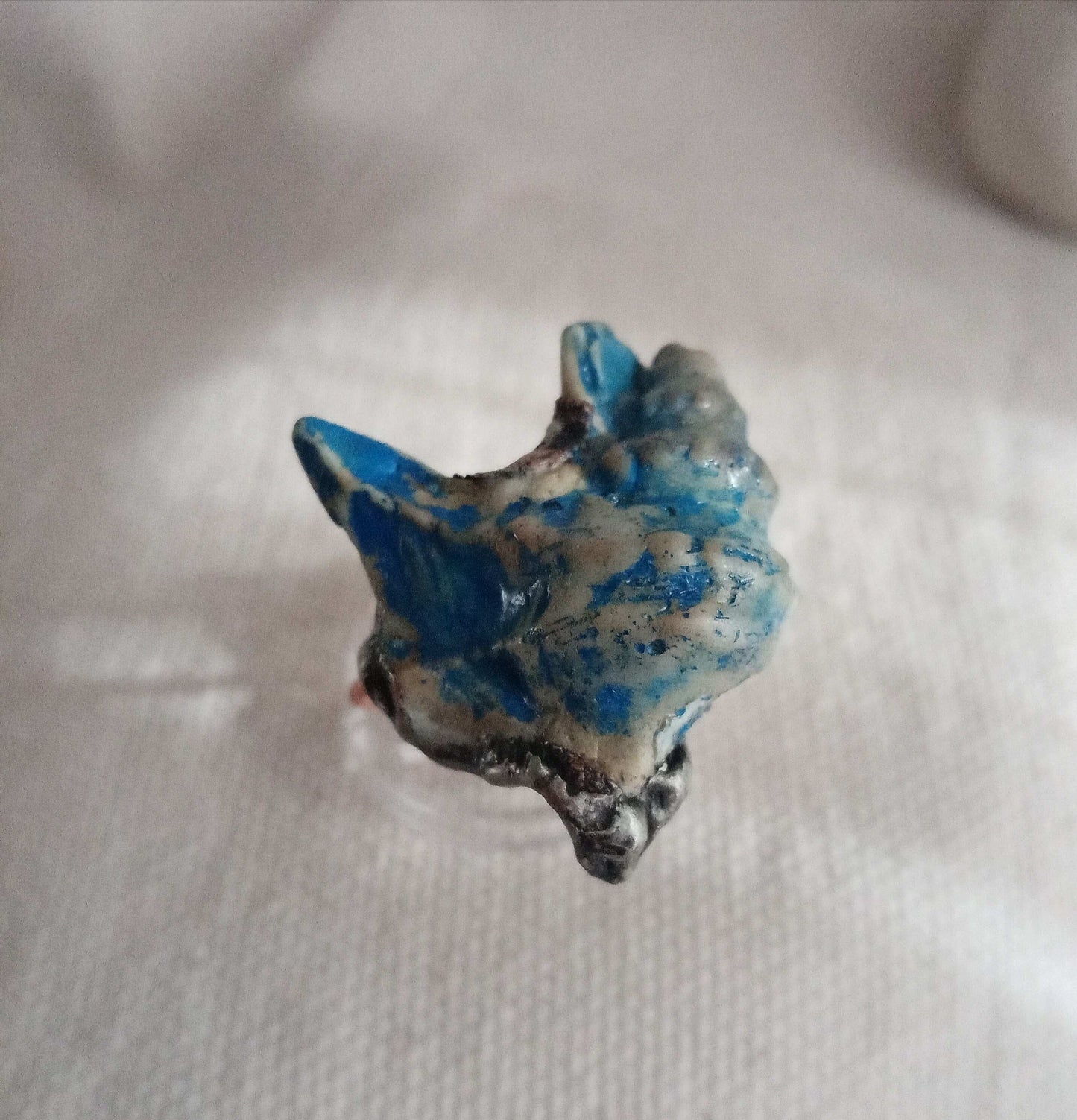 Bague T 62 coquillage bleu gothique unique