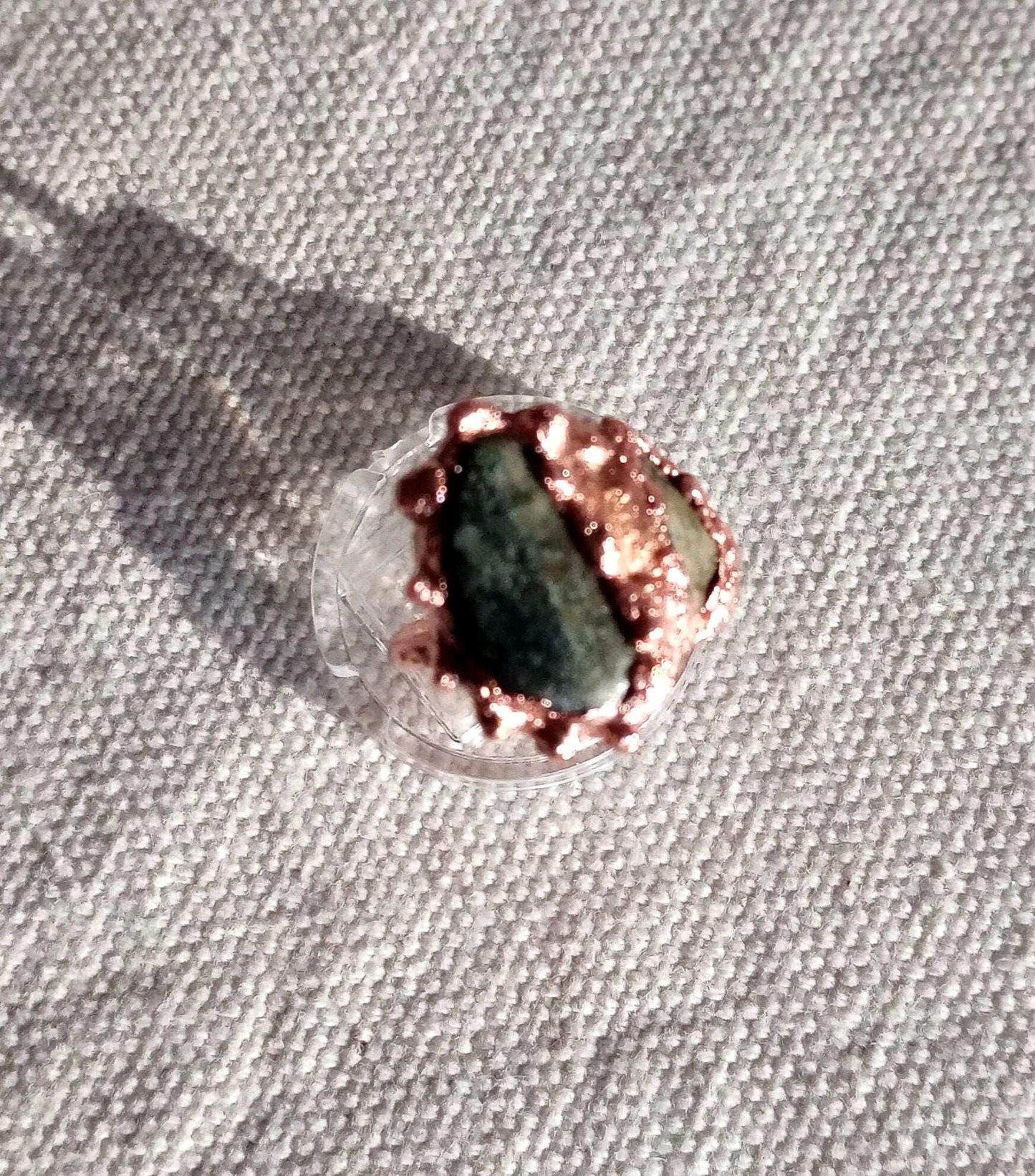 Bague T54 amazonite et cuivre brutaliste