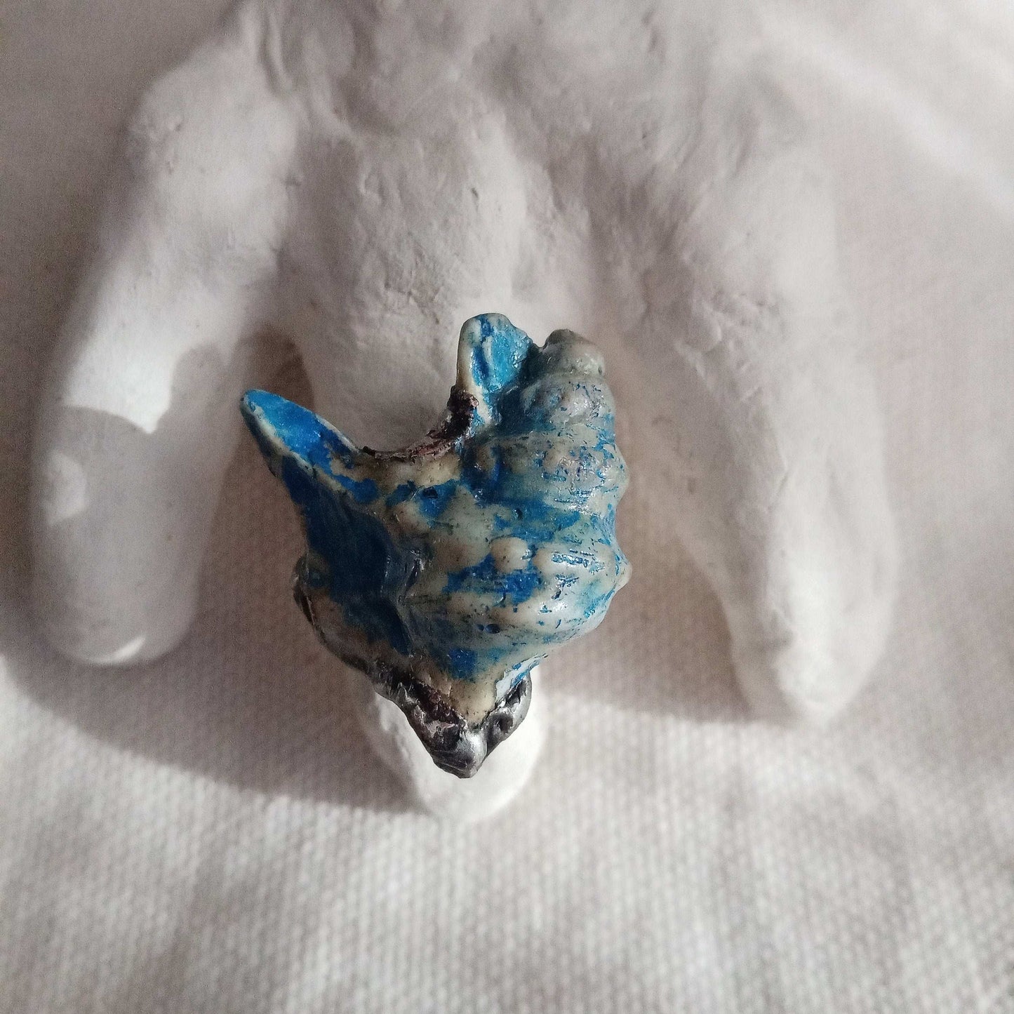 Bague T 62 coquillage bleu gothique unique