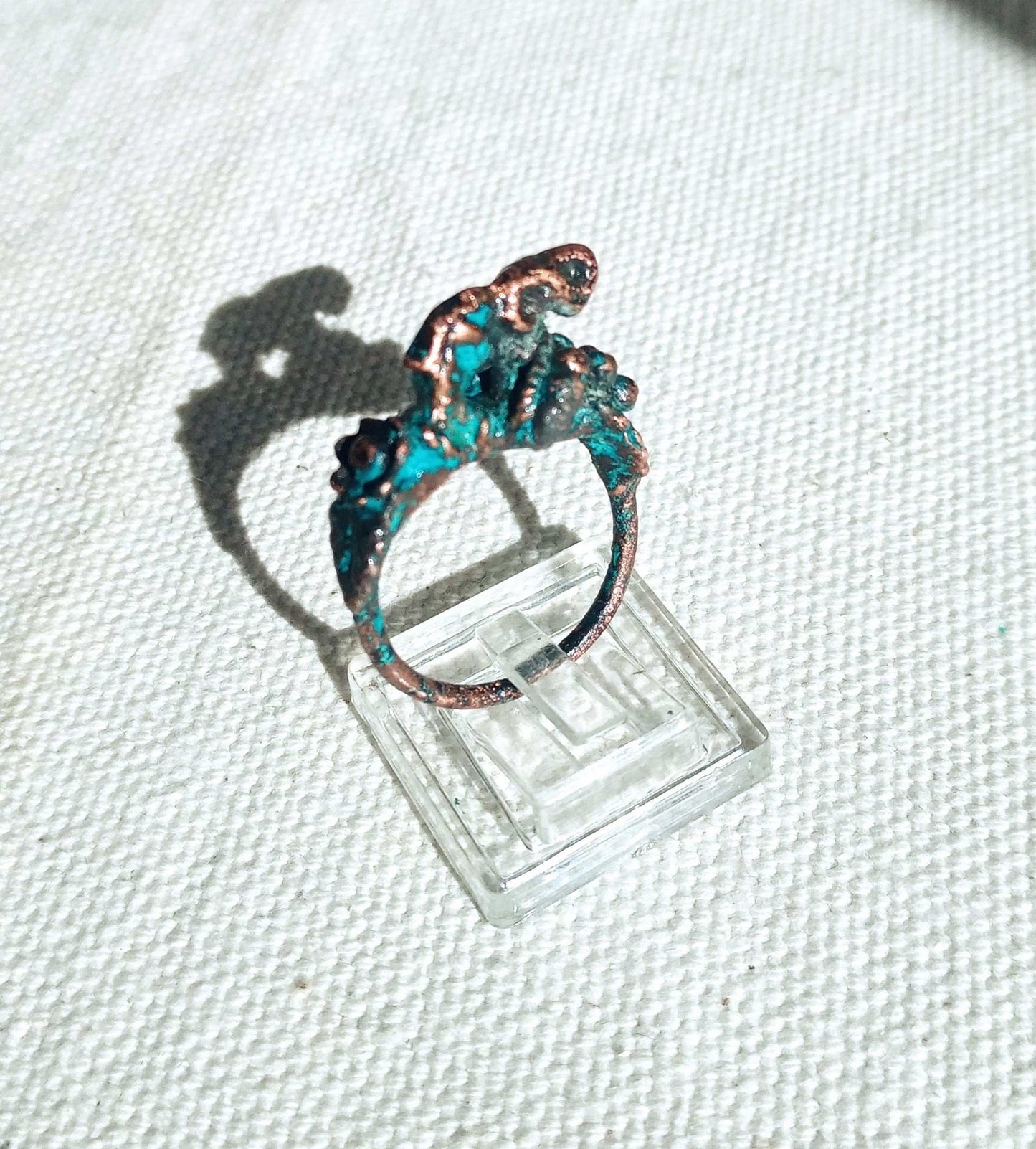 Bague éléphant T54 cuivre bleuté unique