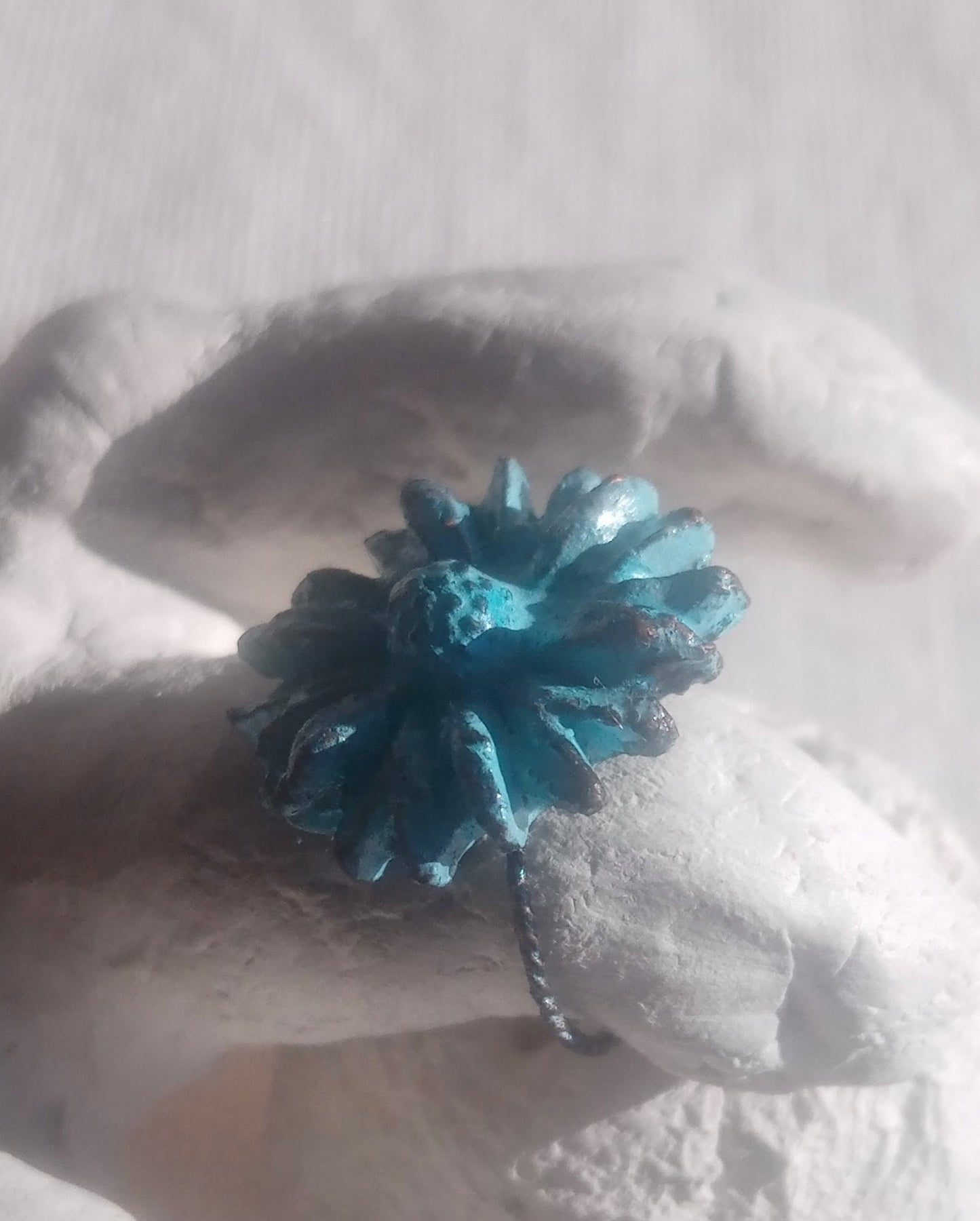 Bague fleur bleue T54 unique