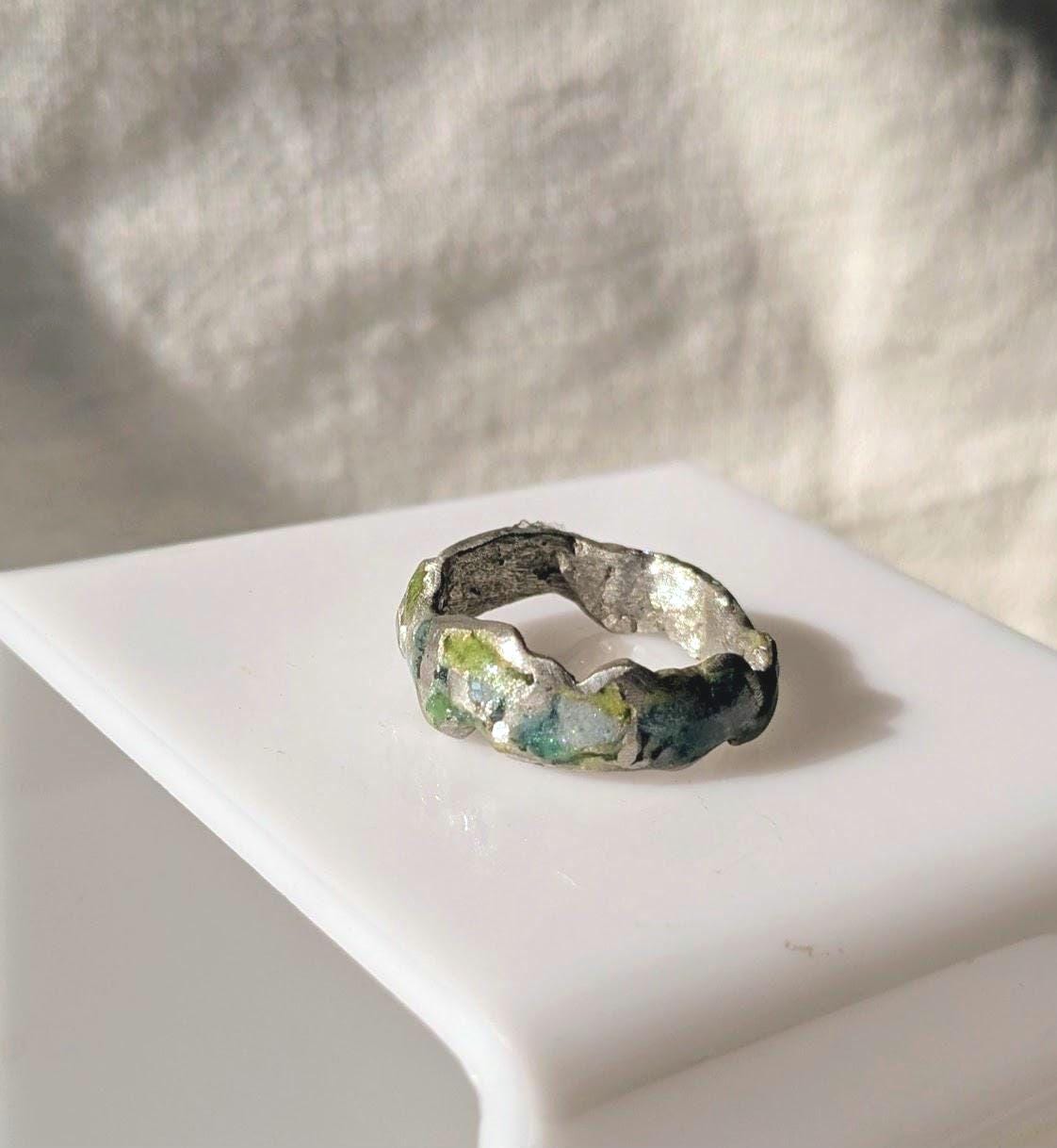 Bague anneau contemporain T61 étain massif