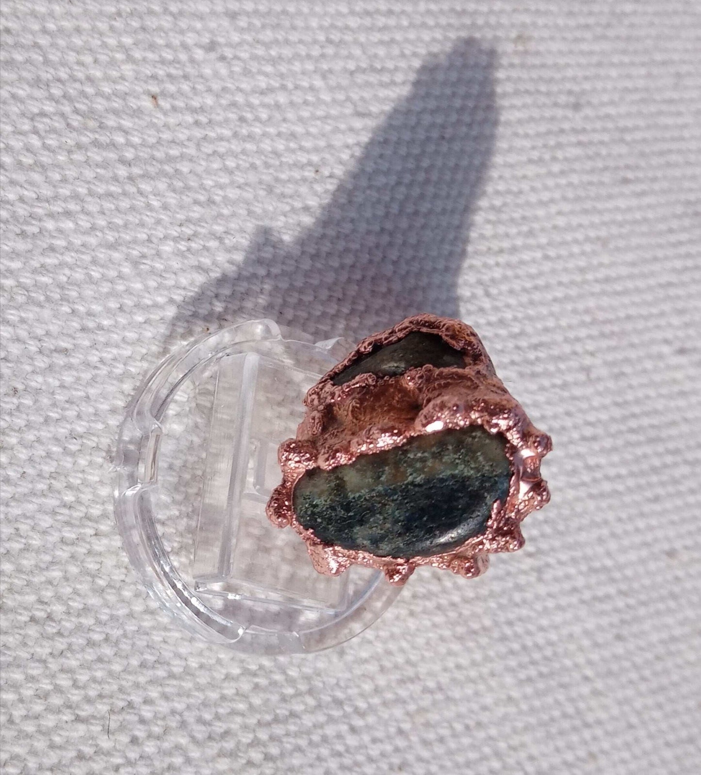 Bague T54 amazonite et cuivre brutaliste