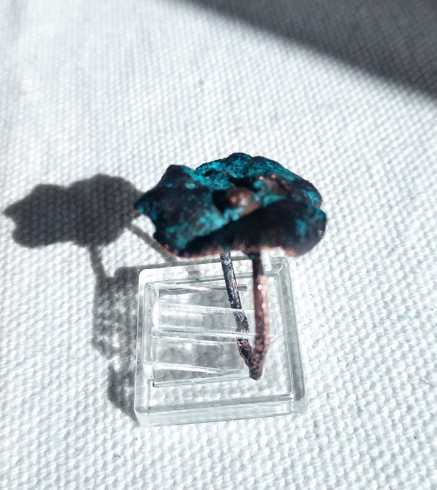 Bague fleurT 56 organique cuivre bleuté