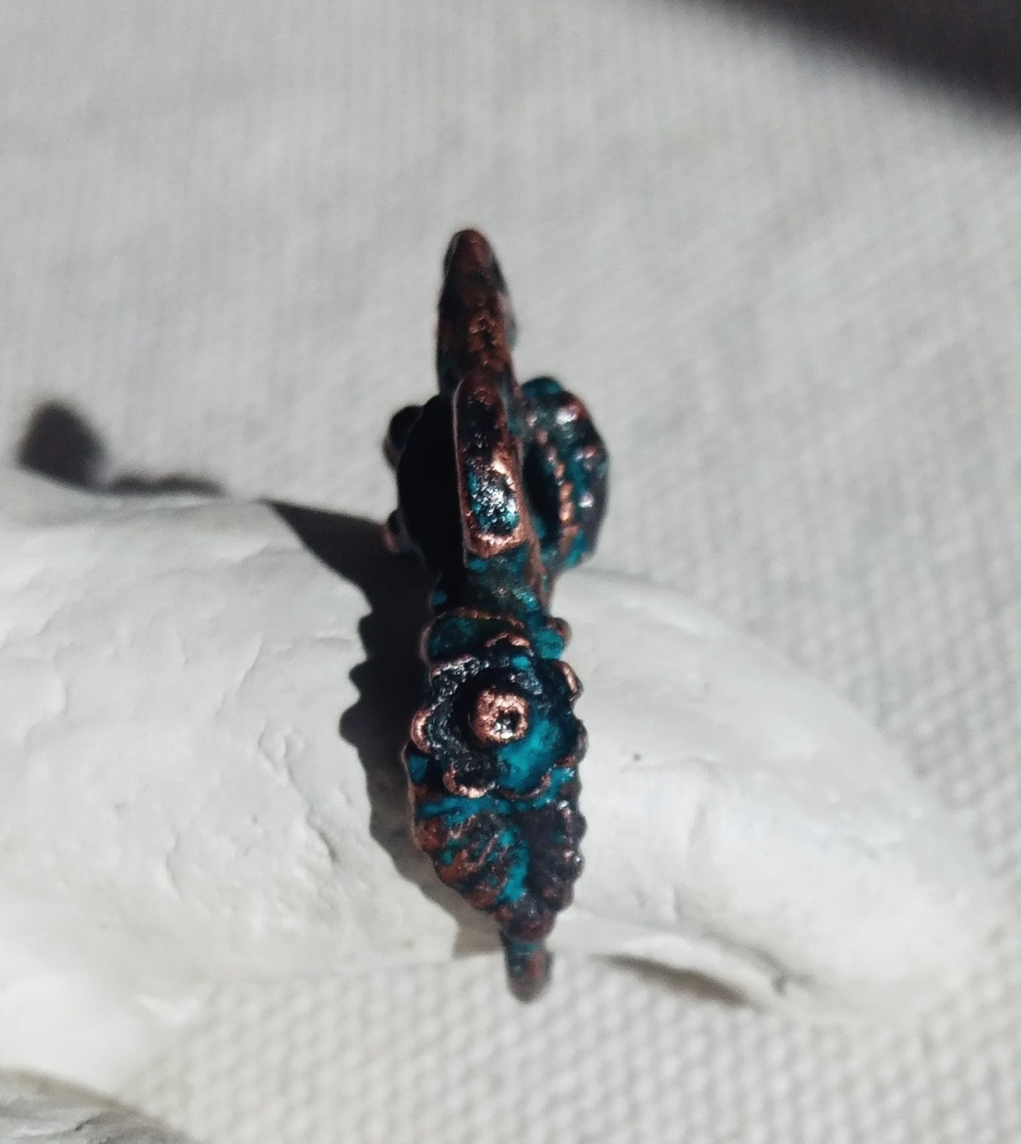 Bague éléphant T54 cuivre bleuté unique