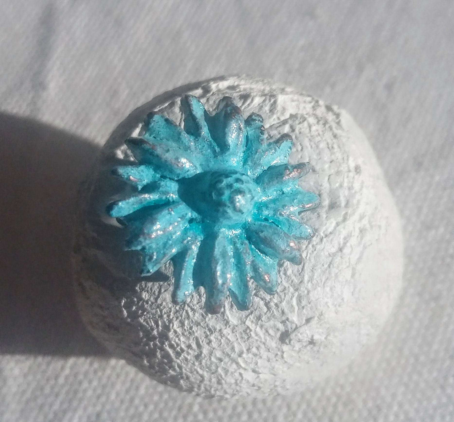 Bague fleur bleue T54 unique