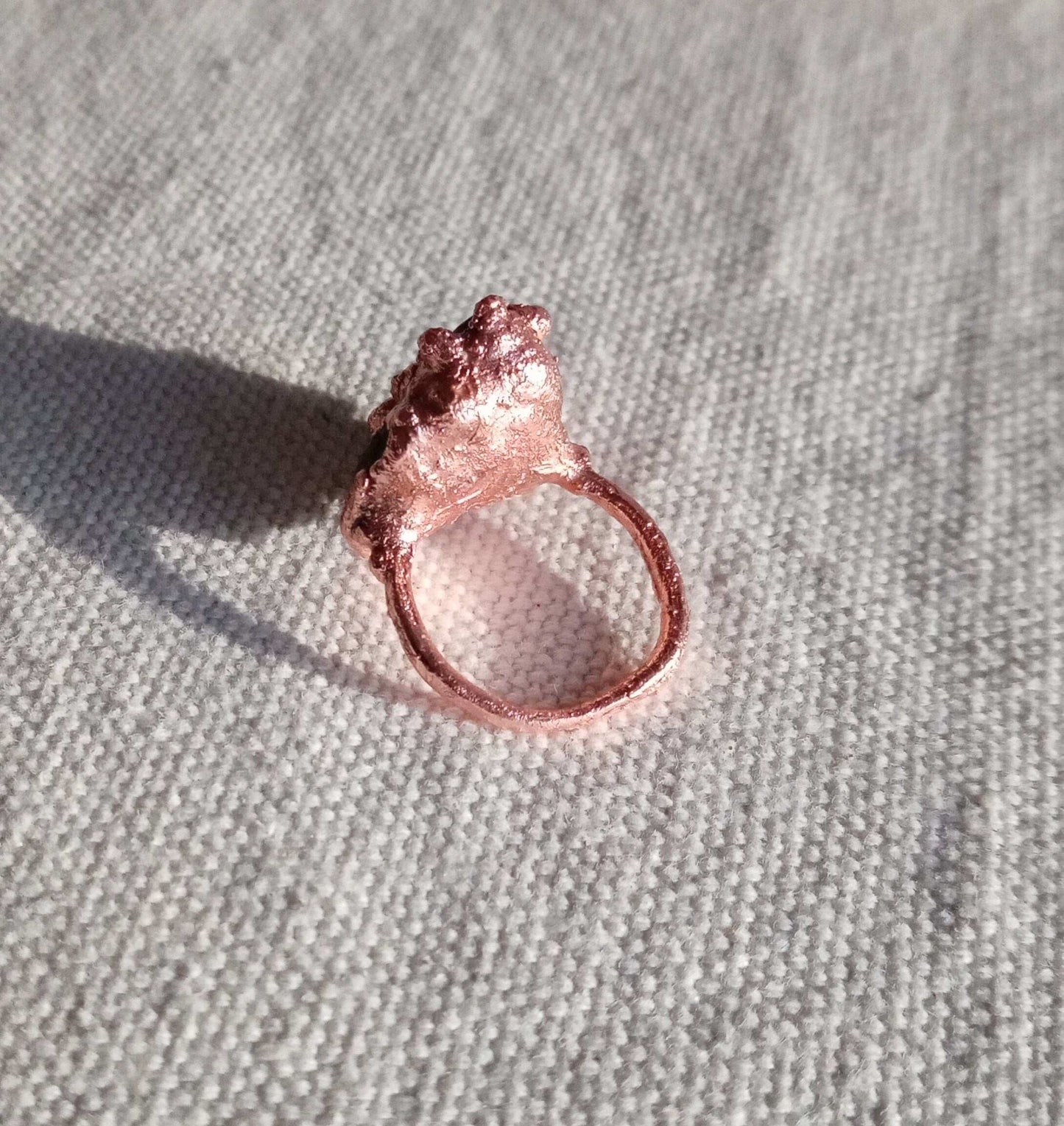 Bague T54 amazonite et cuivre brutaliste