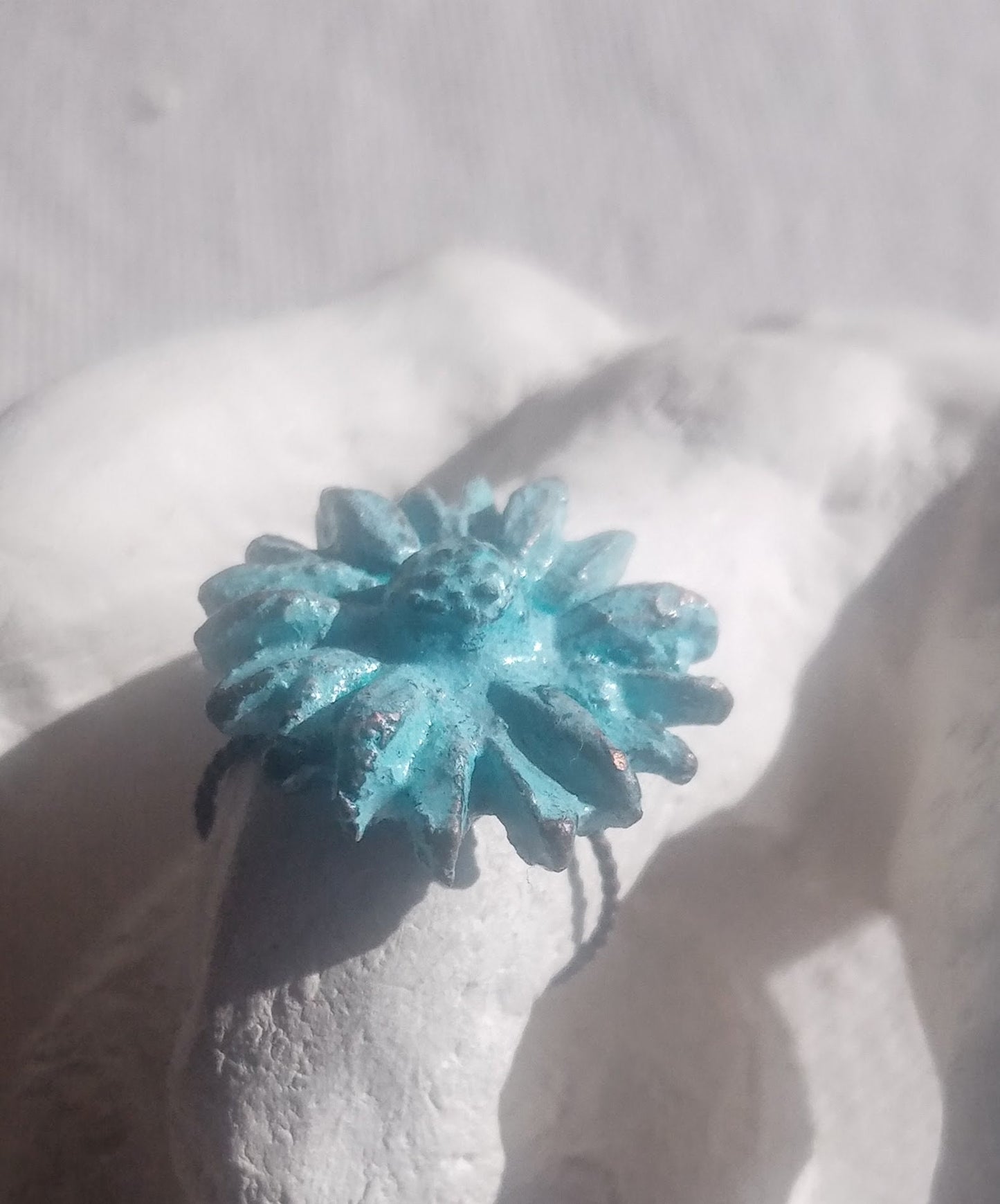 Bague fleur bleue T54 unique
