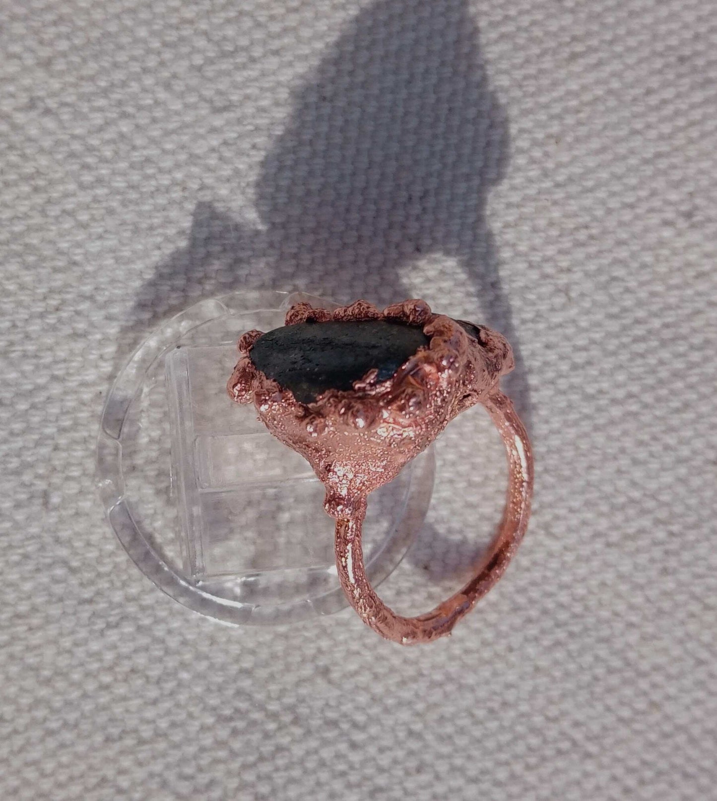 Bague T54 amazonite et cuivre brutaliste