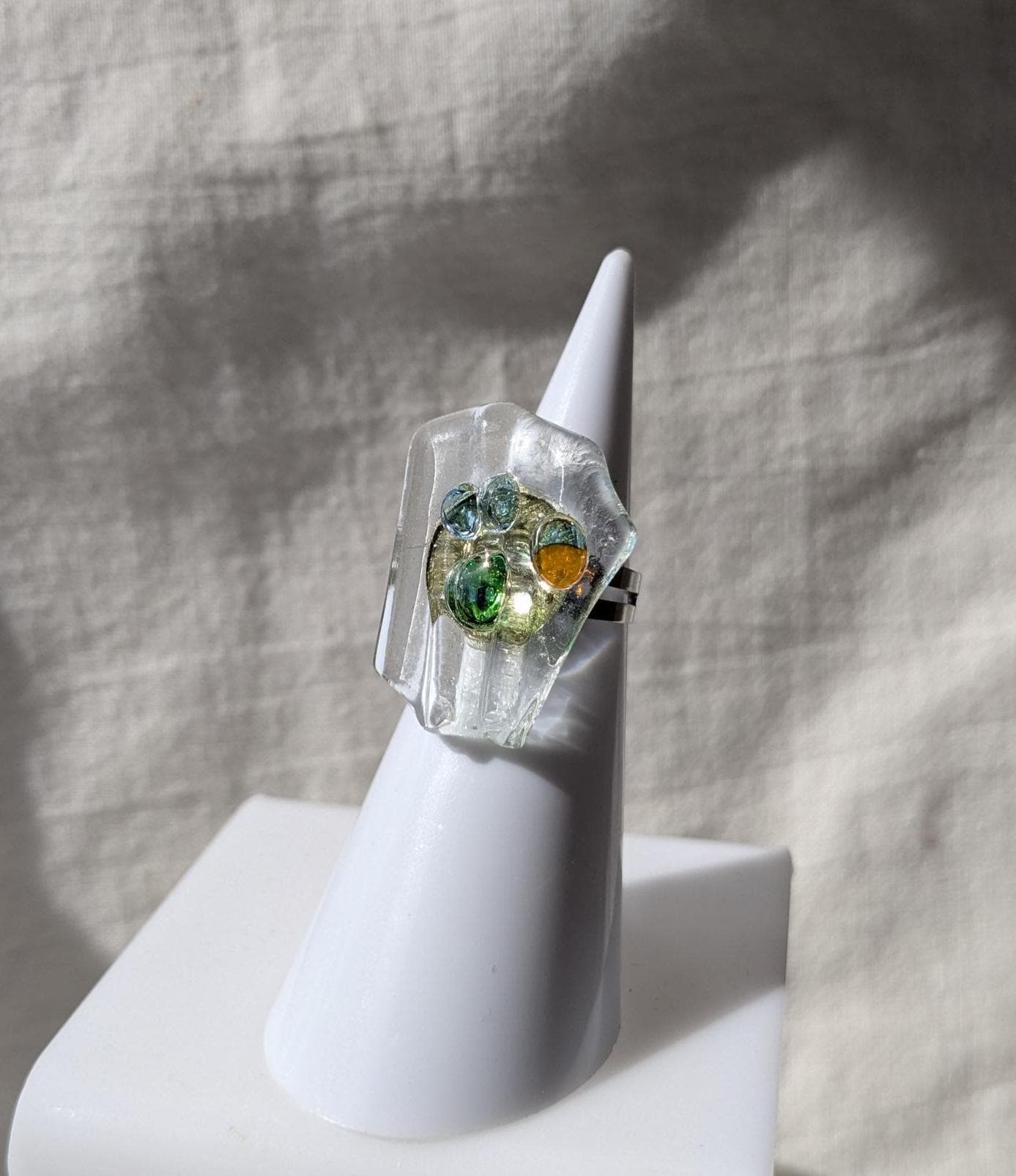 Bague lumineuse verre fusing réglable transparente