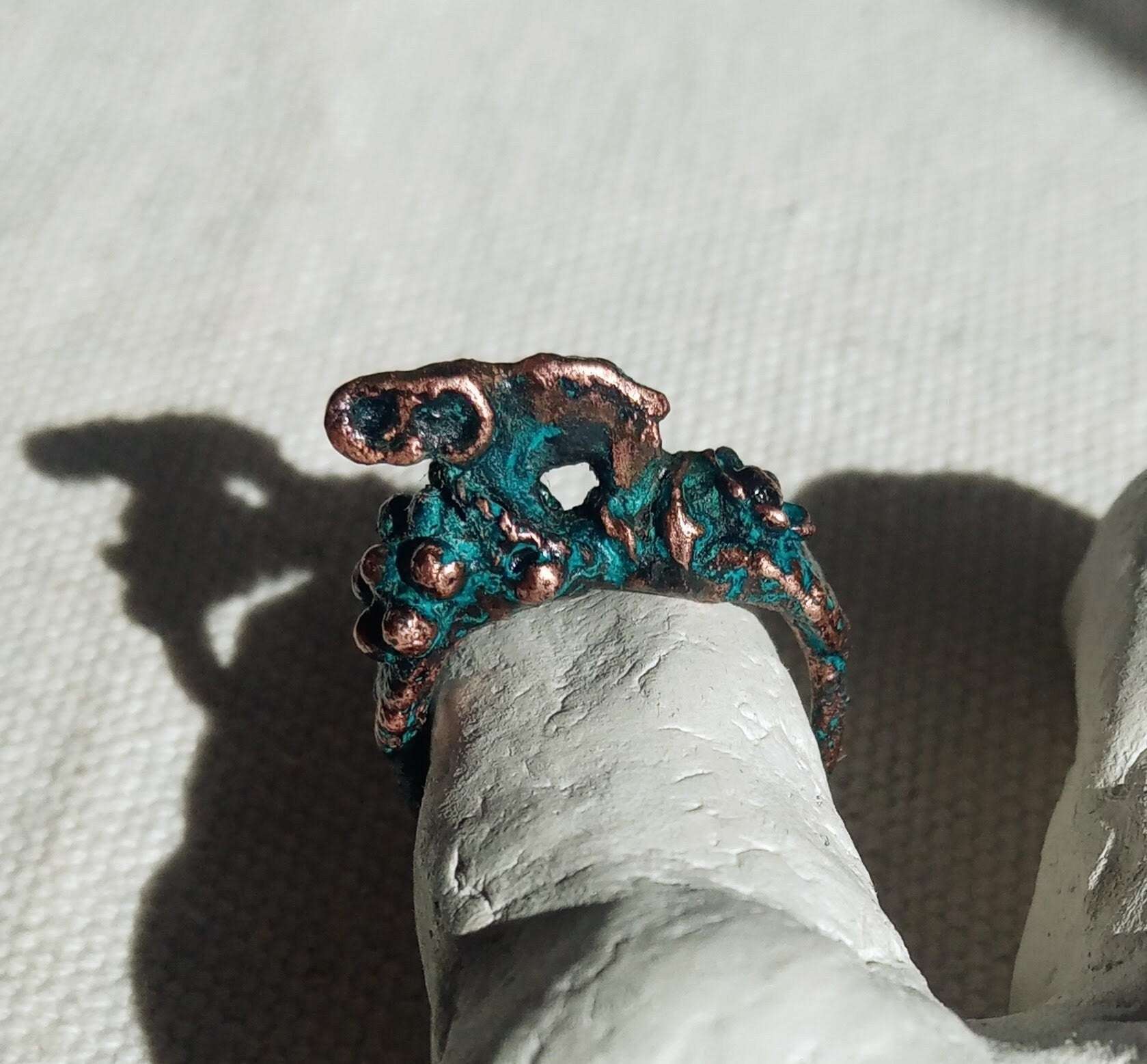 Bague éléphant T54 cuivre bleuté unique