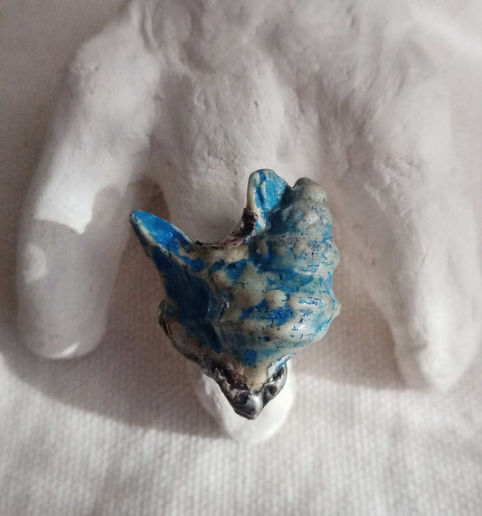 Bague  T 62 coquillage  bleu gothique unique