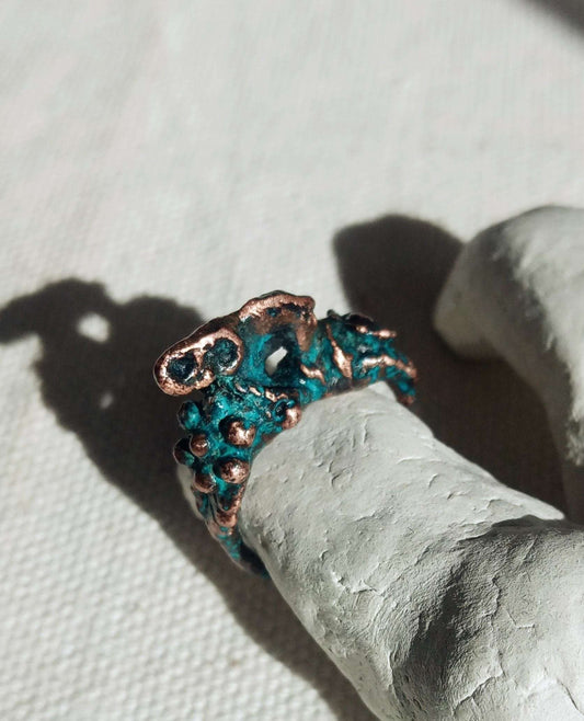 Bague éléphant T54 cuivre bleuté unique