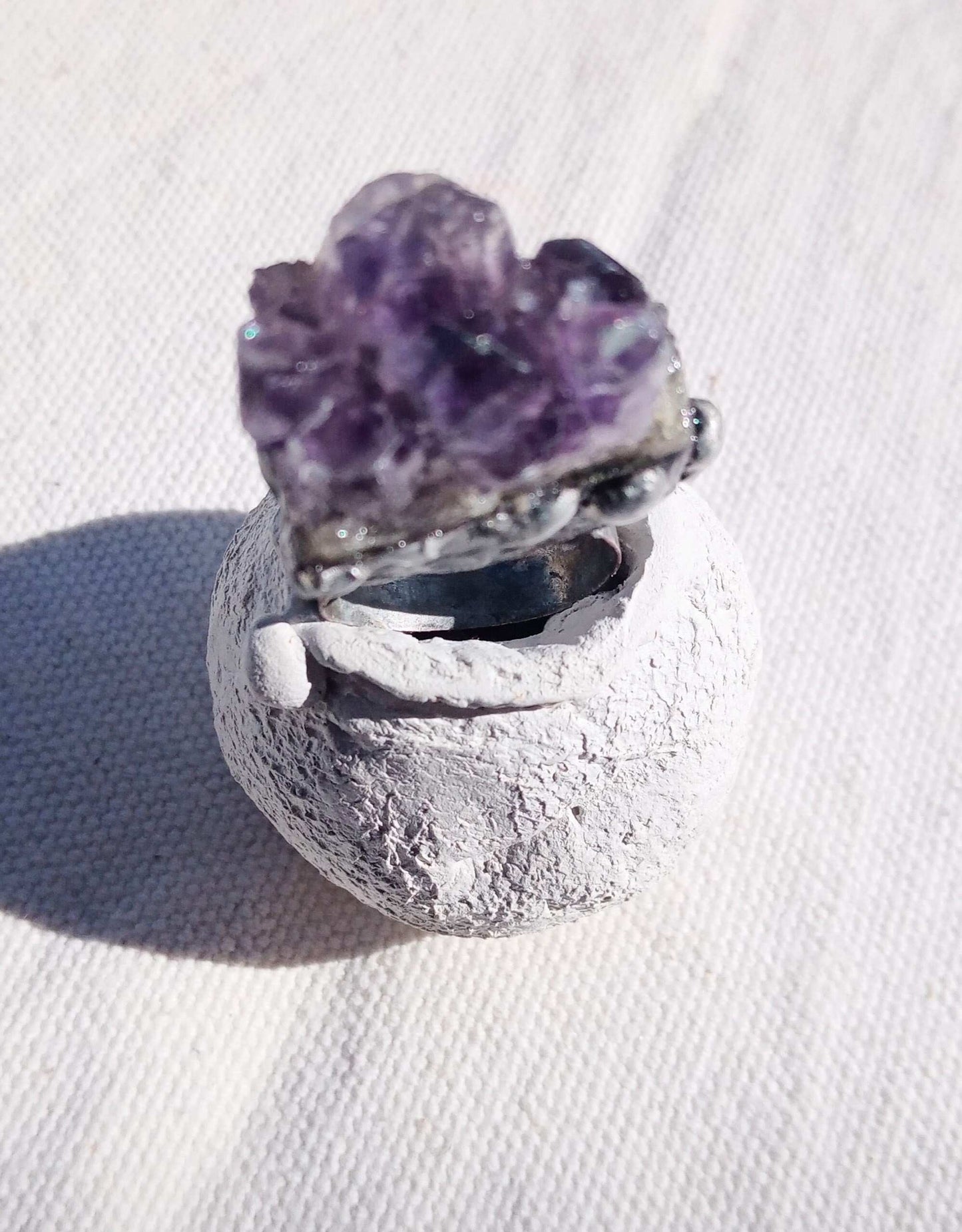 Bague T66 améthyste gothique punk black