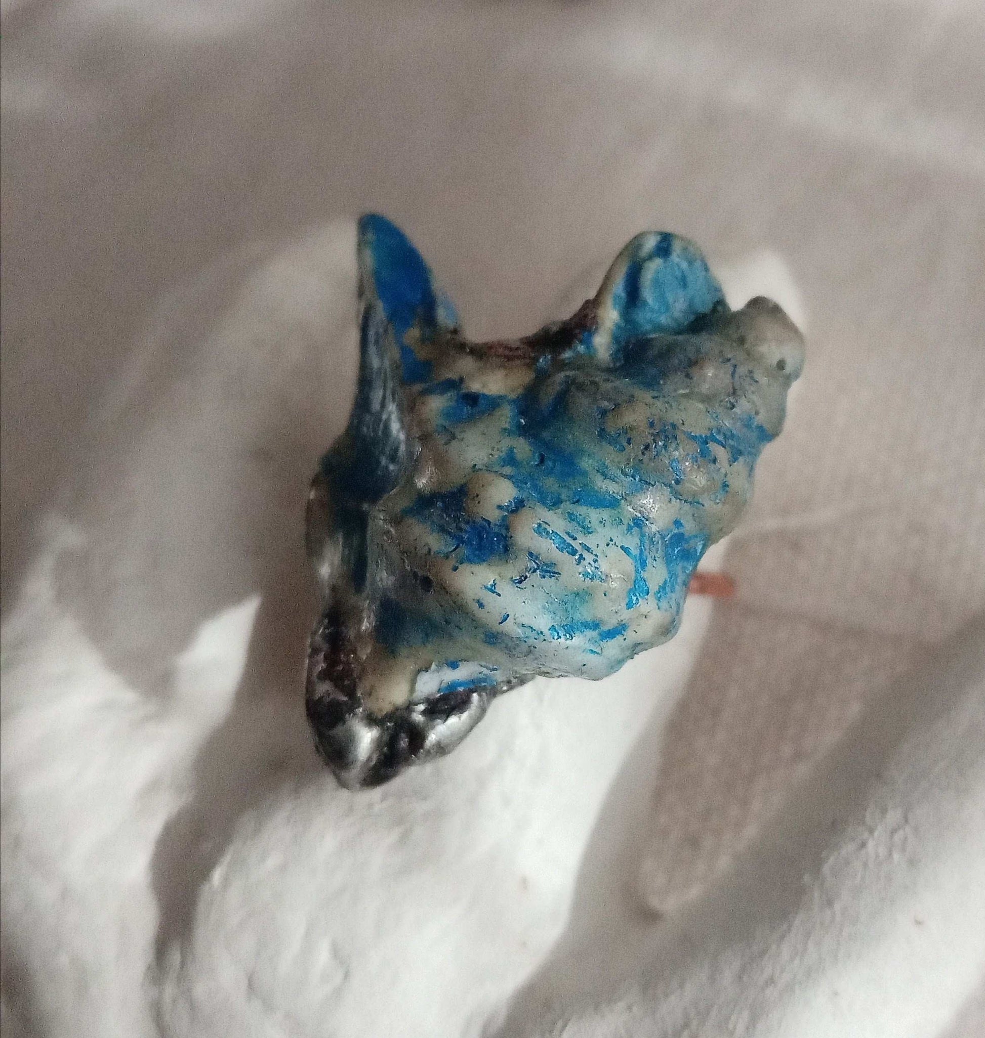Bague  T 62 coquillage  bleu gothique unique