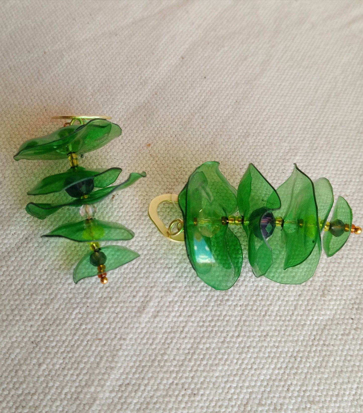 Boucles d'oreilles vertes plastique upcycling