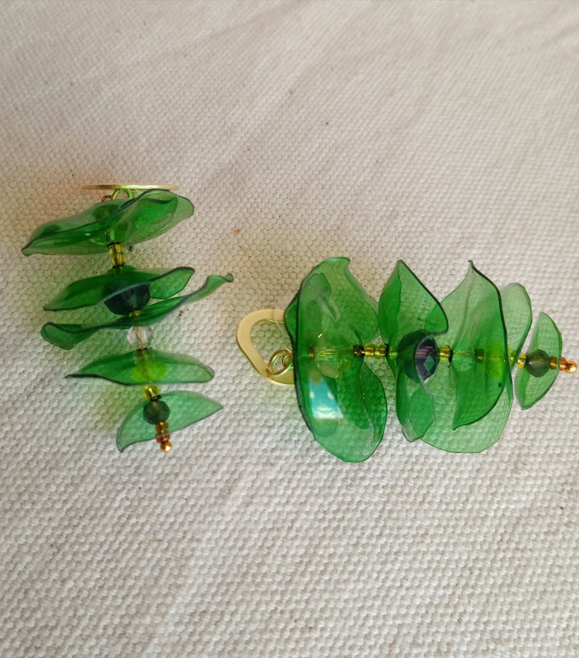 Boucles d'oreilles vertes plastique upcycling