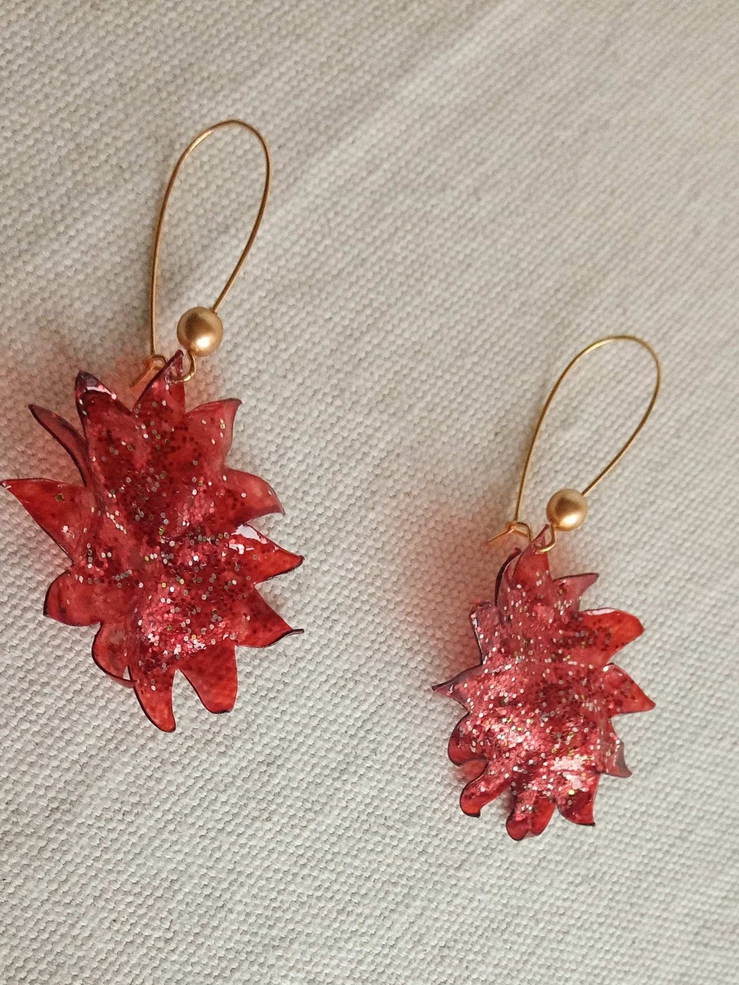 Boucles rouges paillettes en plastique upcycling