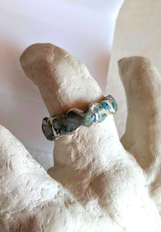 Bague anneau  contemporain T61 étain massif
