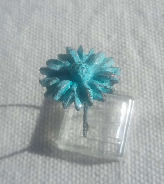 Bague fleur bleue T54 unique