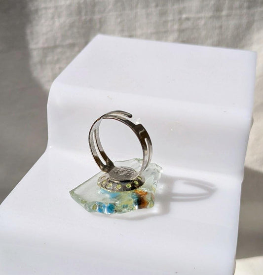 Bague lumineuse verre fusing réglable  transparente