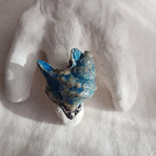 Bague  T 62 coquillage  bleu gothique unique