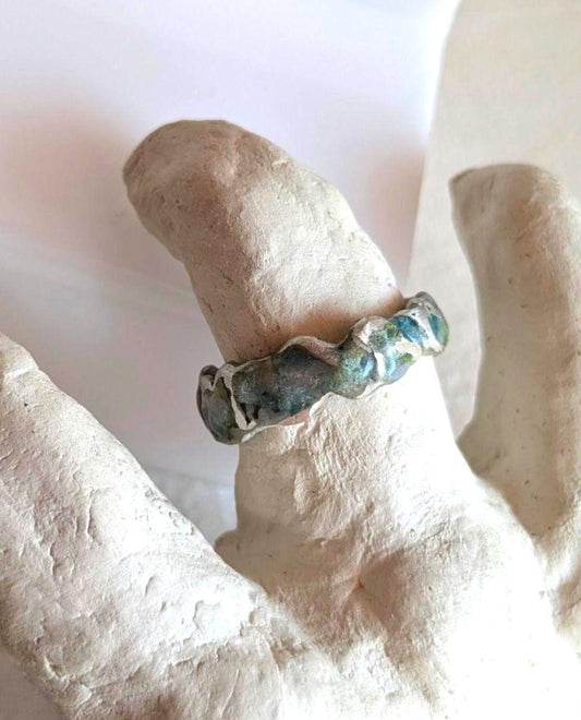 Bague anneau  contemporain T61 étain massif