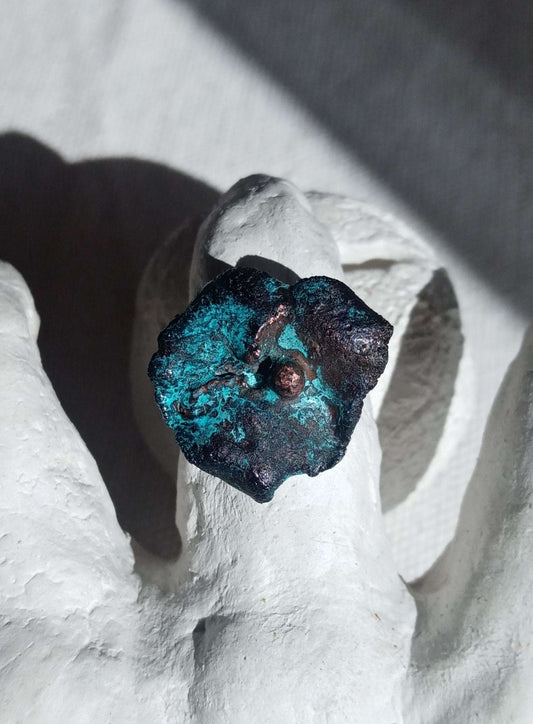 Bague fleurT 56 organique cuivre  bleuté