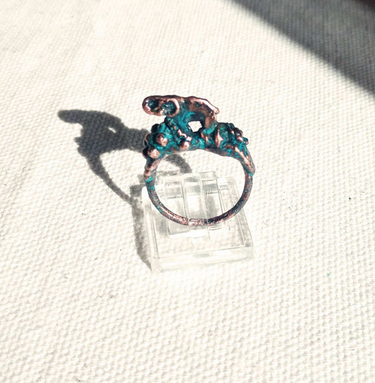 Bague éléphant T54 cuivre bleuté unique