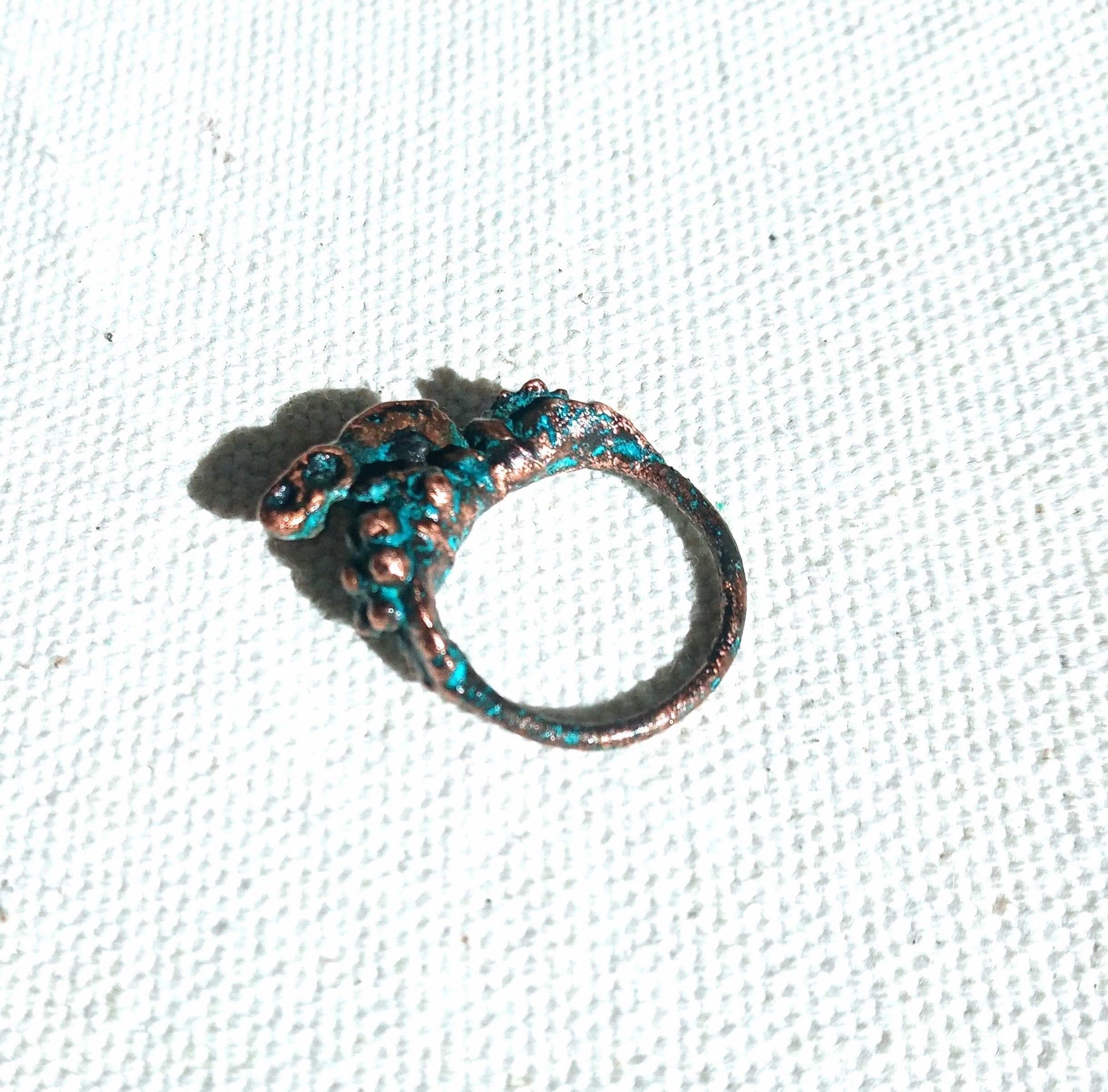 Bague éléphant T54 cuivre bleuté unique