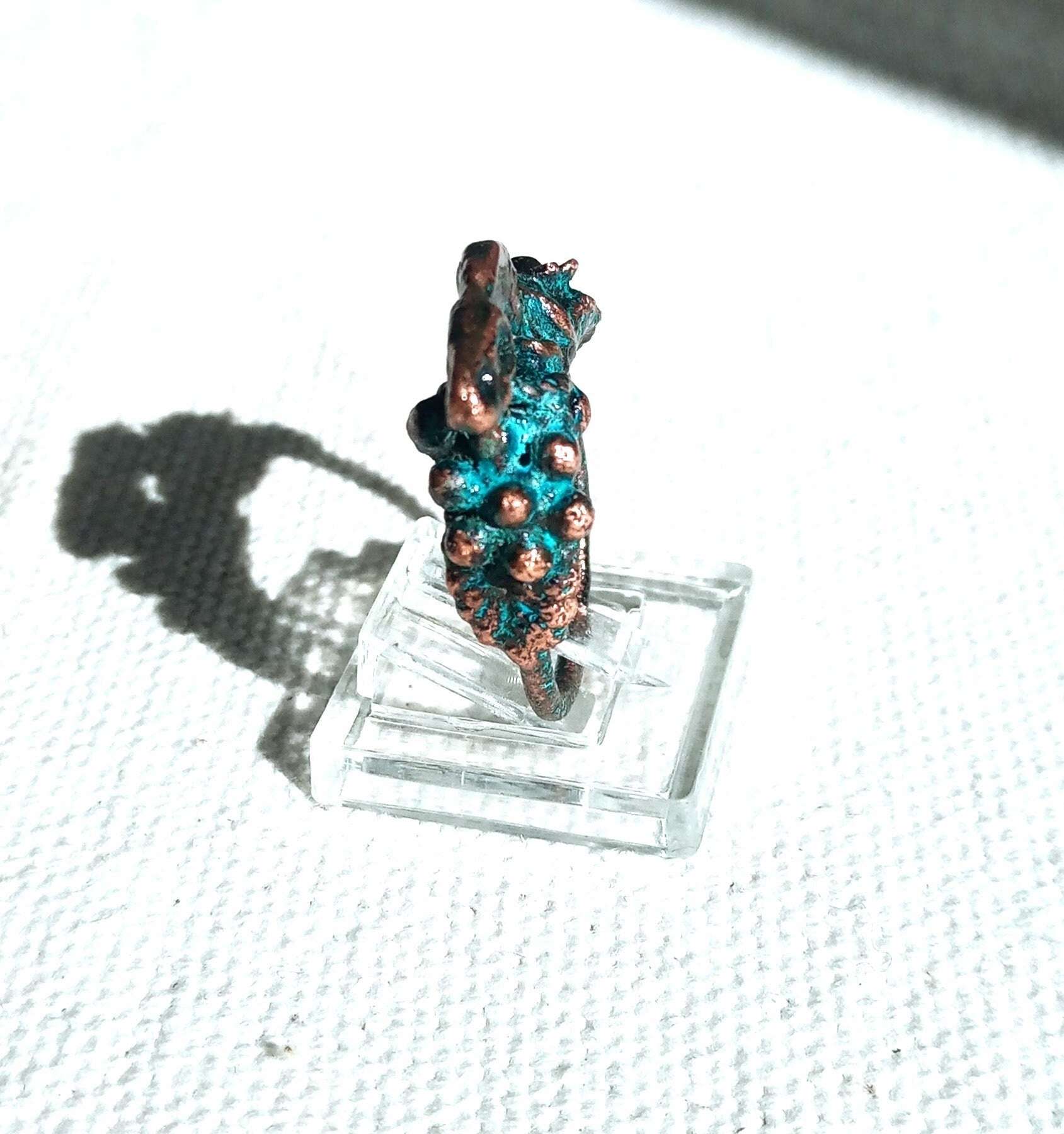 Bague éléphant T54 cuivre bleuté unique