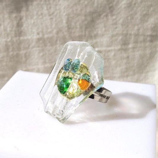 Bague lumineuse verre fusing réglable  transparente