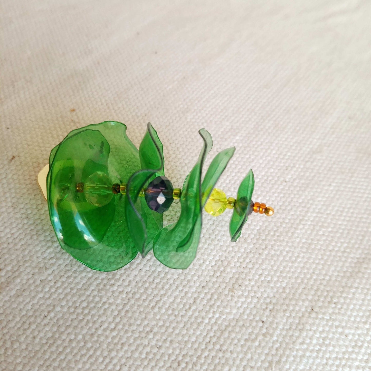 Boucles d'oreilles vertes plastique upcycling